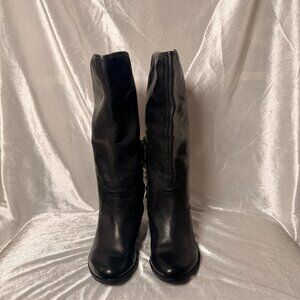 Sam Edelman Women s Knee High Leather Boots Size 6M Black Riding Boots Low Heel